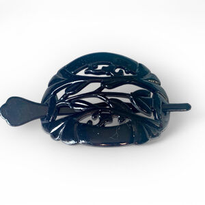 Vintage Taiwan 80s Hair Clip Bun Holder Accessory Black Plastic.
